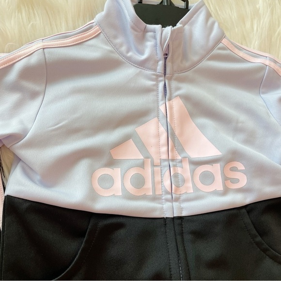 New adidas Purple Colorblock Tracksuit Jogger Jacket 2-piece set Girls Toddler - Picture 3 of 6